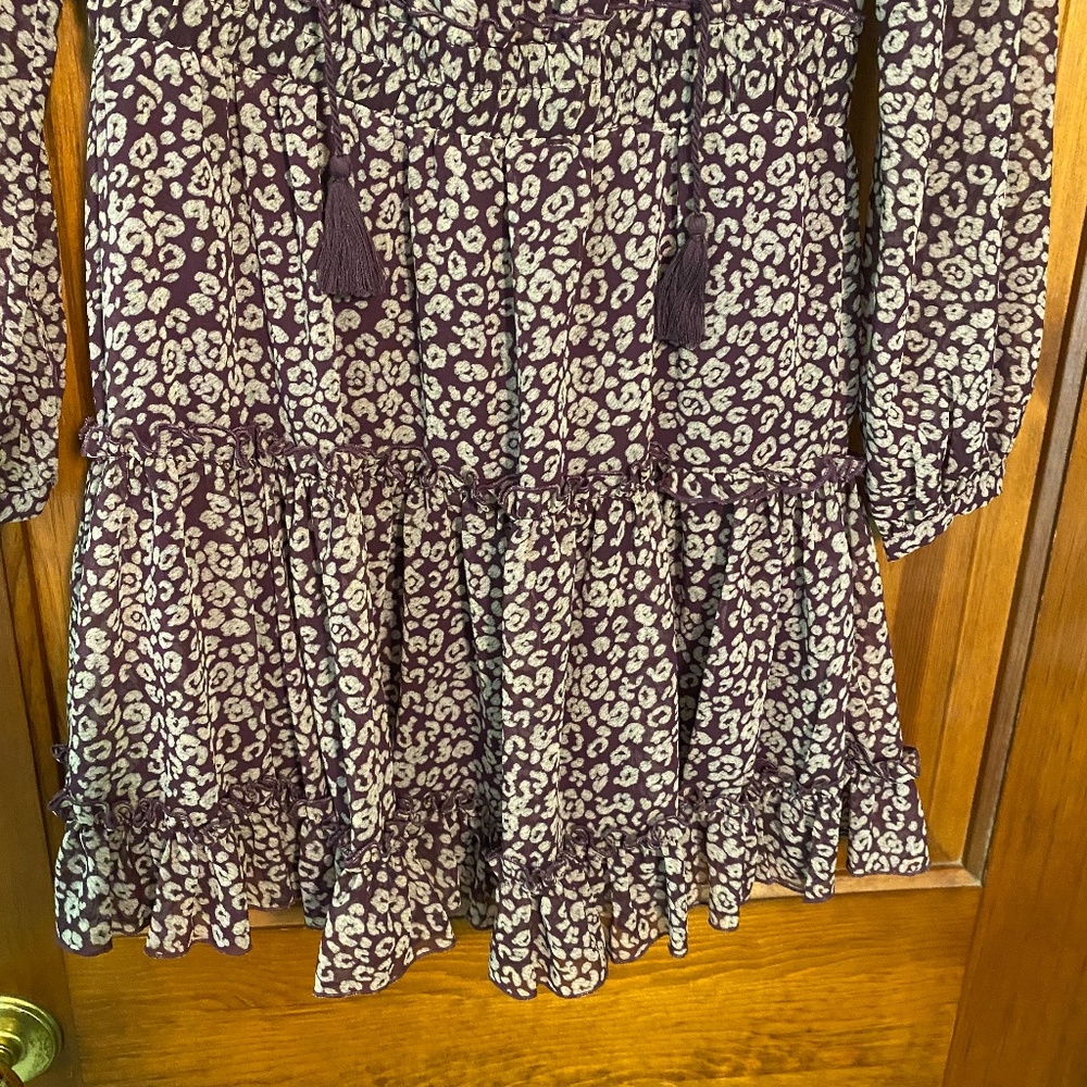 Rebecca Minkoff Ruffled Rosemary Mni Dress in Purple Leopard Print size S - Picture 12 of 16